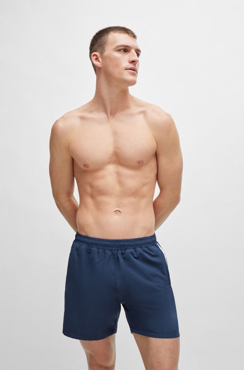Shorts de banho de secagem rápida com listra e logo