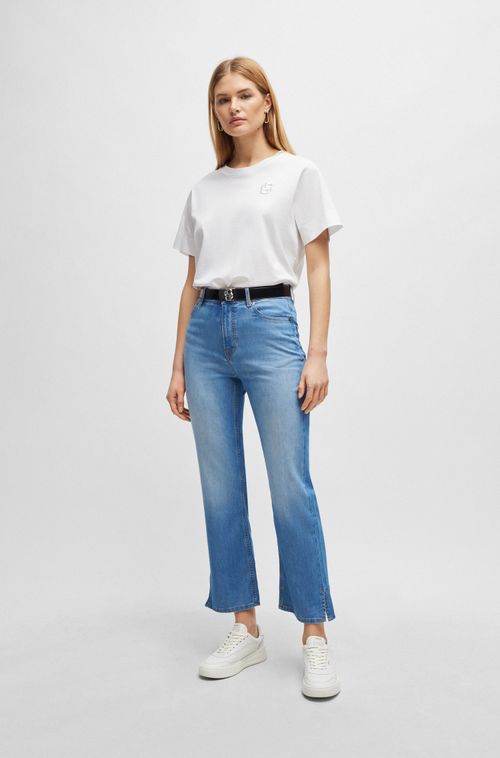 Blusa de algodão mercerizado com bordado de monograma duplo