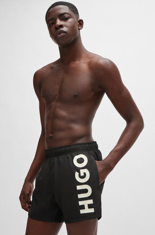 Shorts de banho com estampa de logo em tecido de secagem rápida