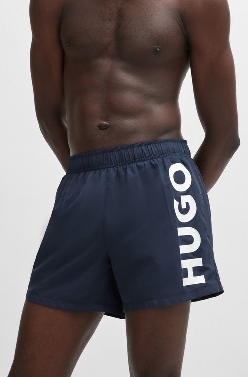 Shorts de banho com estampa de logo em tecido de secagem rápida