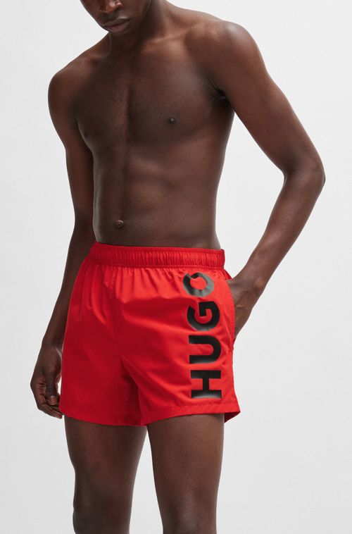 Shorts de banho com estampa de logo em tecido de secagem rápida