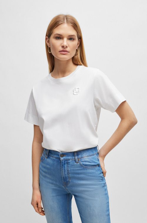 Blusa de algodão mercerizado com bordado de monograma duplo