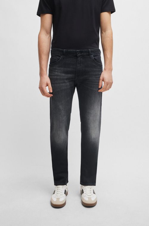 Jeans De Corte Regular Em Jeans Italiano Caxemira-Touch Preto