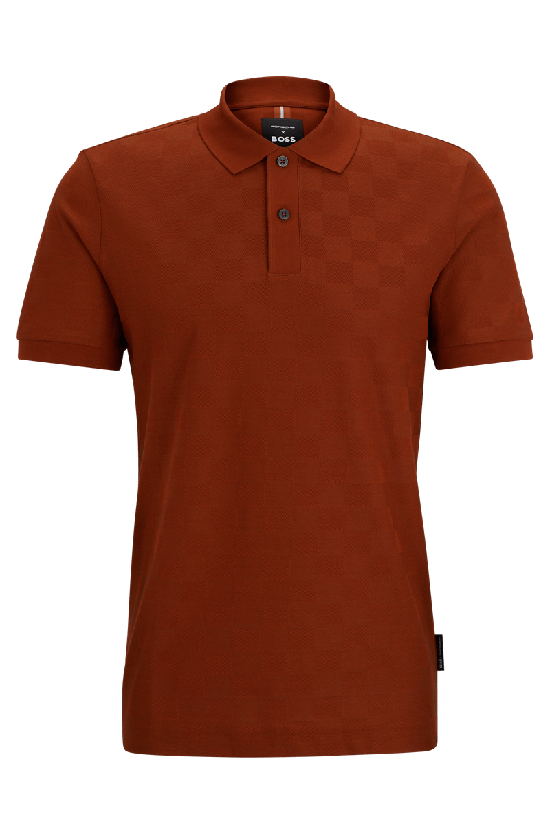 Polo De Algodão Mercerizado Porsche X BOSS Com Estrutura Xadrez