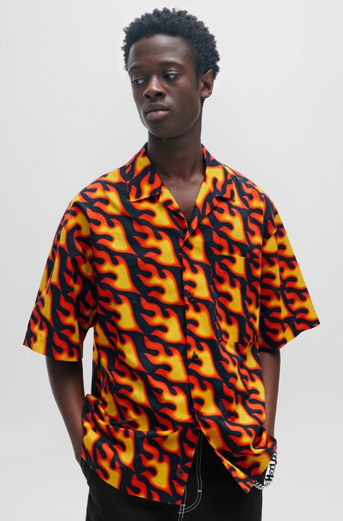 Camisa De Mangas Curtas De Corte Dimensionado Com Estampa Sazonal