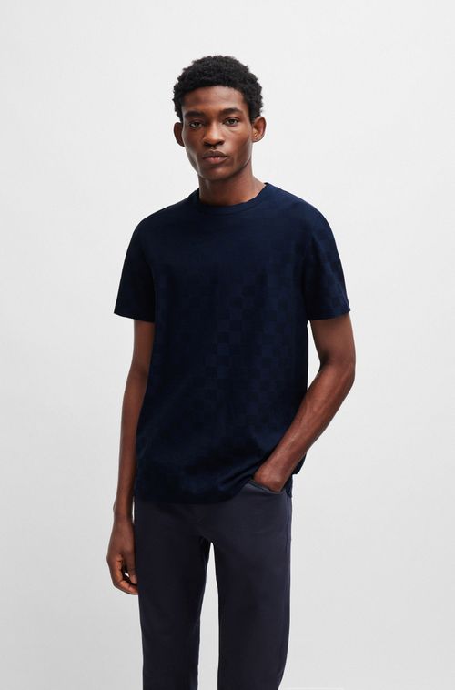 Camiseta Porsche X BOSS Em Algodão Mercerizado Com Jacquard Xadrez
