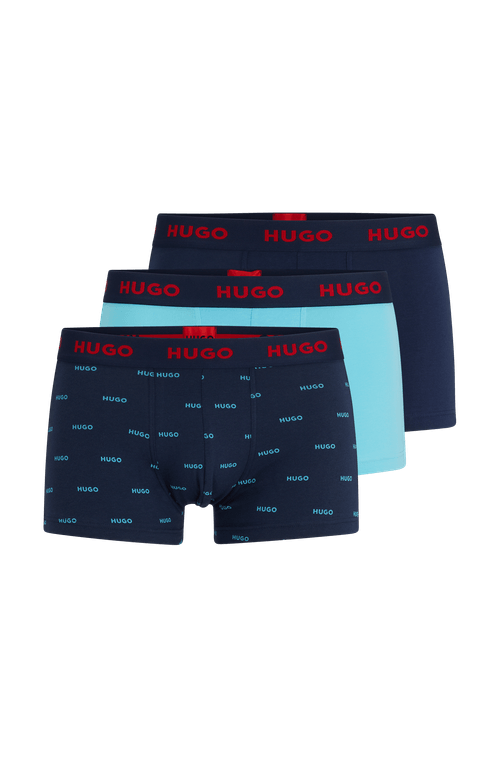 Pack Triplo De Cuecas De Algodão Ajustável Ao Corpo Com Cós De Logo