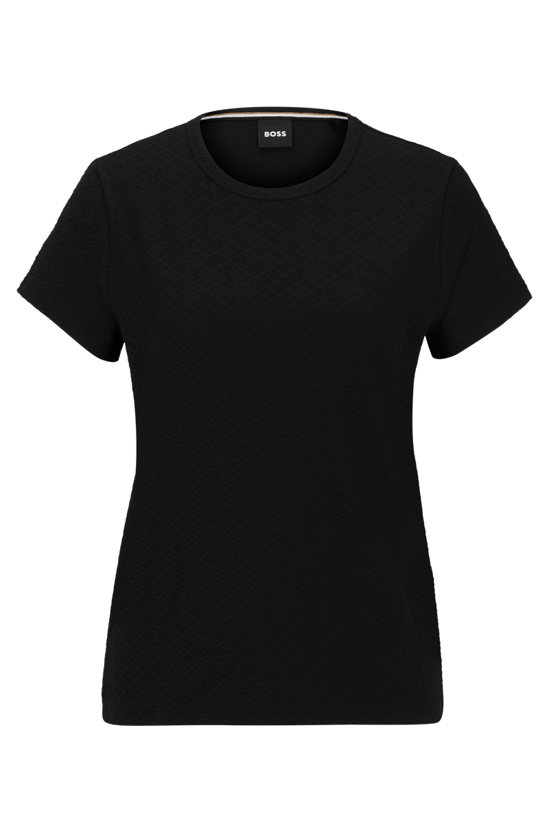 Camiseta De Algodão Com Mistura Em Monogramas De Malha Em 3D