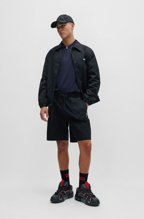 Camisa Polo Em Mistura De Algodão Com Zíper