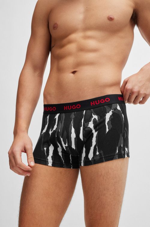 Pack Triplo De Cuecas De Algodão Ajustável Ao Corpo Com Cós De Logo