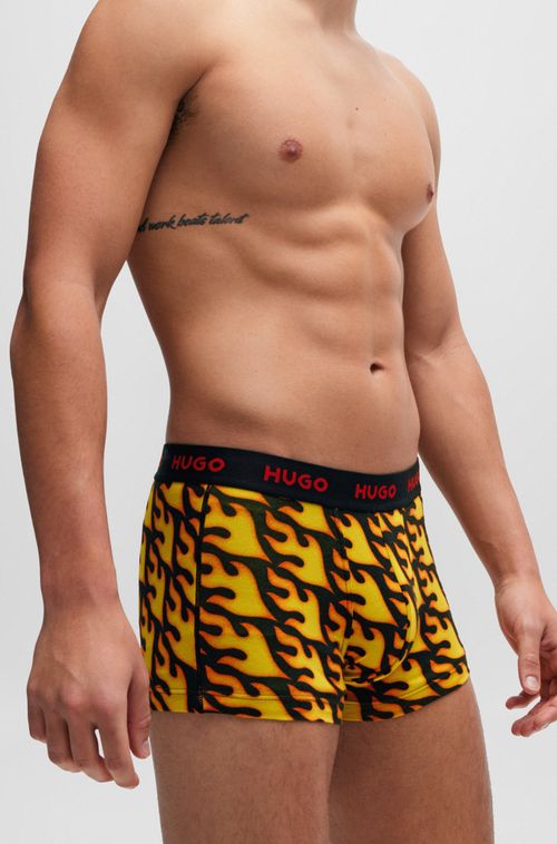 Pack Triplo De Cuecas De Algodão Ajustável Ao Corpo Com Cós De Logo