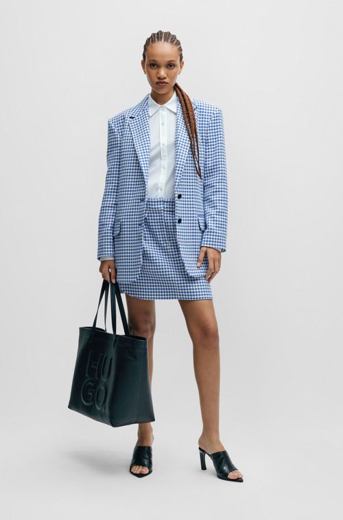 Blazer Folgado Em Mistura De Algodão Dente-De-Poule