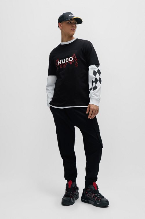 Camiseta De Algodão Com Logo De Chama