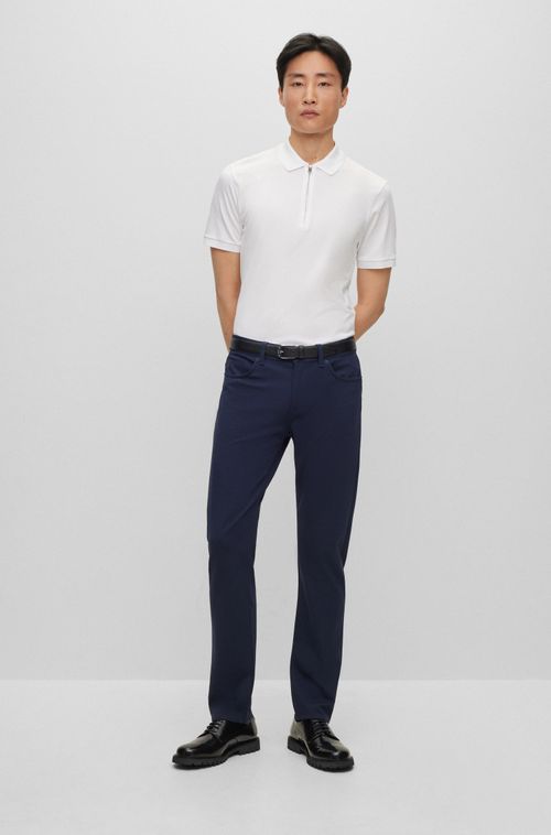 Camisa Polo Ajustável De Algodão Estruturado Com Abertura De Zíper