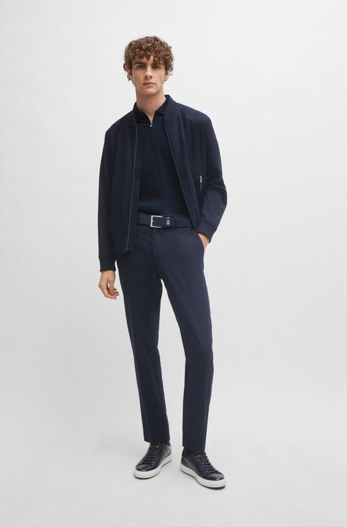 Camisa Polo Ajustável De Algodão Estruturado Com Abertura De Zíper