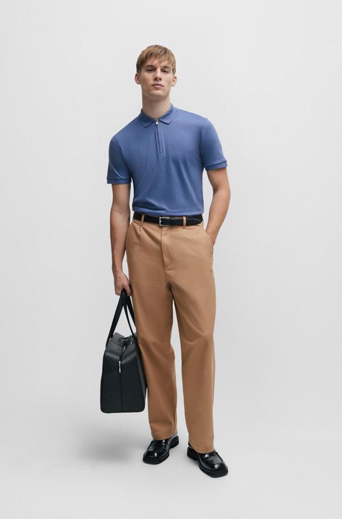 Camisa Polo Ajustável De Algodão Estruturado Com Abertura De Zíper