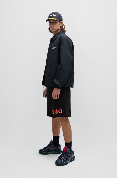 Shorts Felpudos De Algodão Com Logo De Chama Bufante