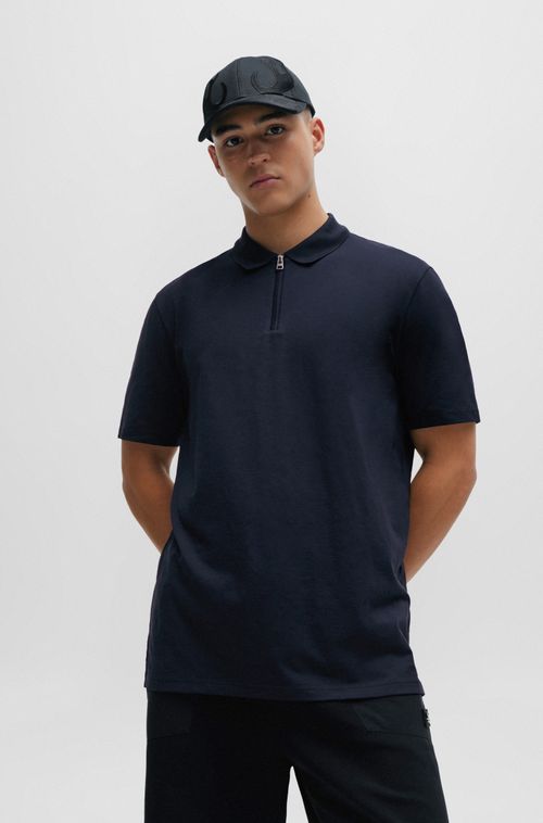 Camisa Polo Em Mistura De Algodão Com Zíper