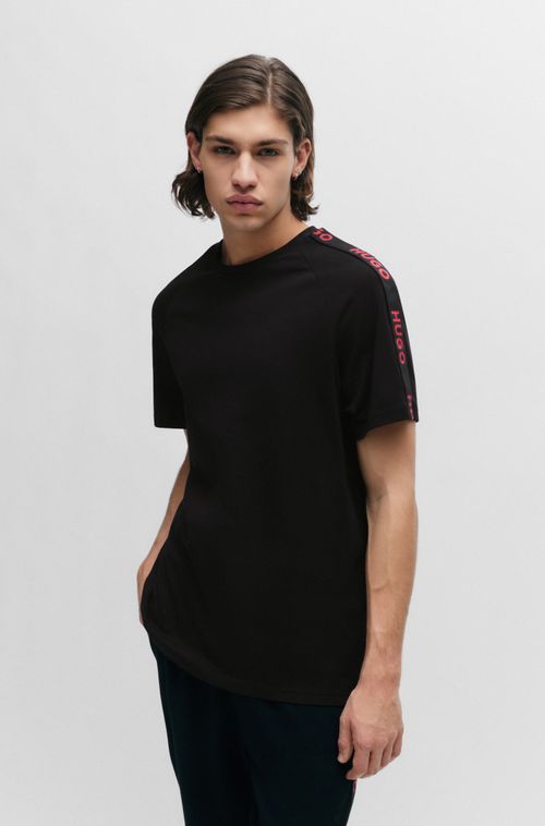 Camiseta Folgada Em Algodão Elástico Com Fita De Logo