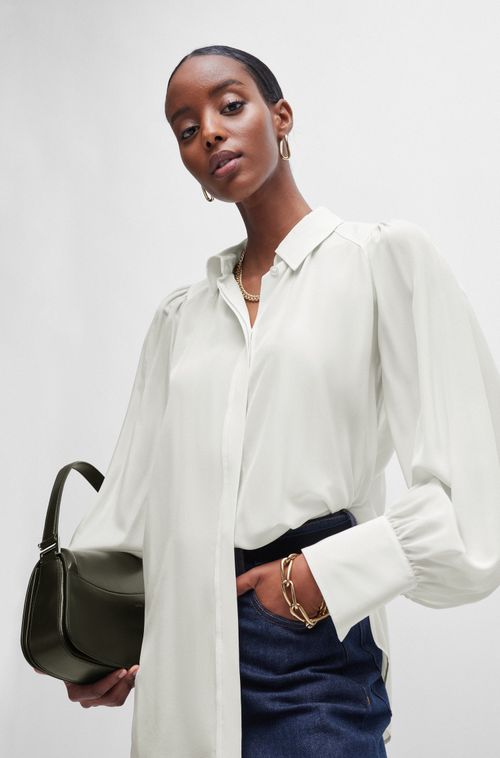 Blusa Folgada Em Seda Lavada