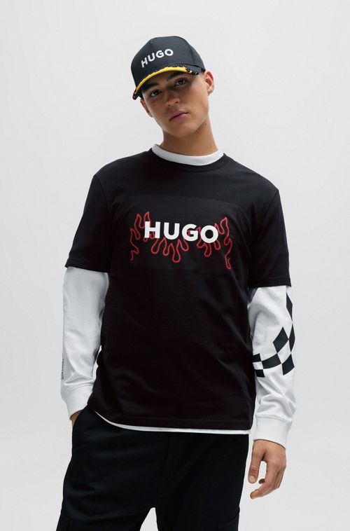 Camiseta De Algodão Com Logo De Chama