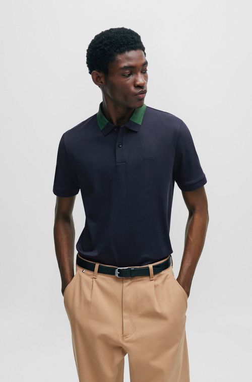 Camisa Polo De Algodão Com Gola Colorida