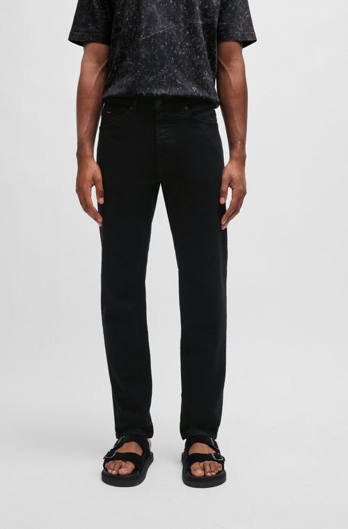 Jeans Regular Em Denim Preto Duradouro Com Conforto Elástico