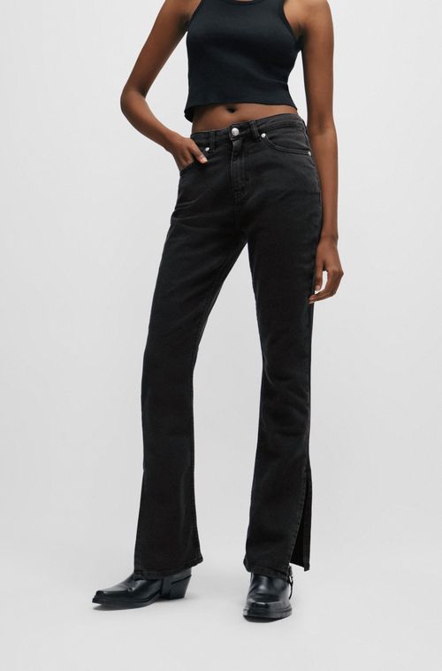 Calça Jeans De Corte Regular Com Pernas Flare Em Preto Esticável