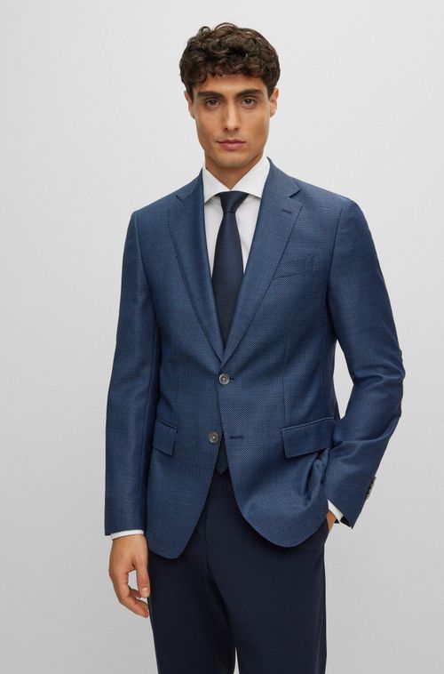 Blazer Justo Em Sarja De Lã Virgem