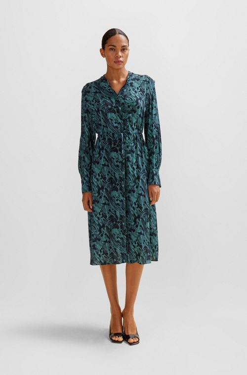 Vestido Estampado Com Cordão Na Cintura