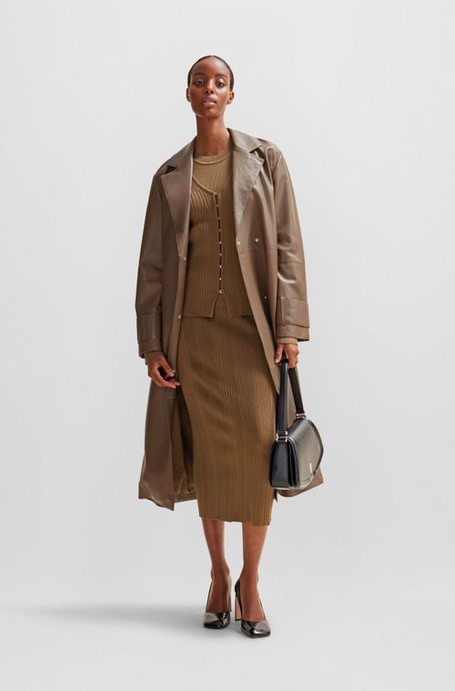 Saia Lápis De Malha Com Estrutura Em Nervuras