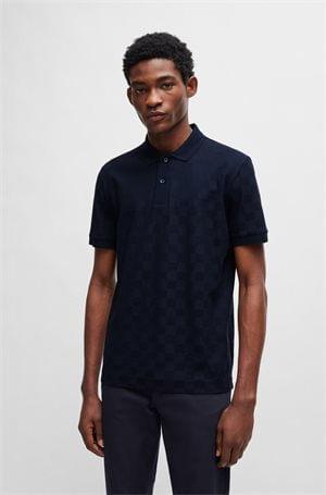 Polo De Algodão Mercerizado Porsche X BOSS Com Estrutura Xadrez