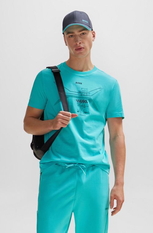 Camiseta De Algodão Em Malha Jersey Com Gola Careca E Arte Sazonal