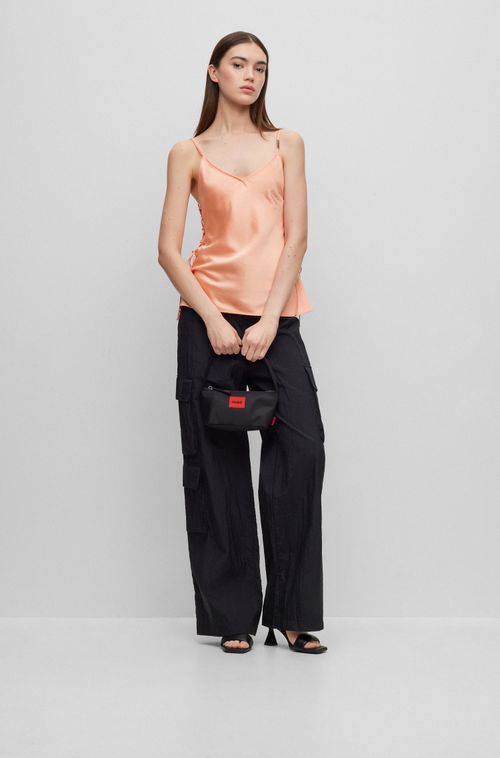 Cropped Camisole Em Cetim Com Laços Laterais