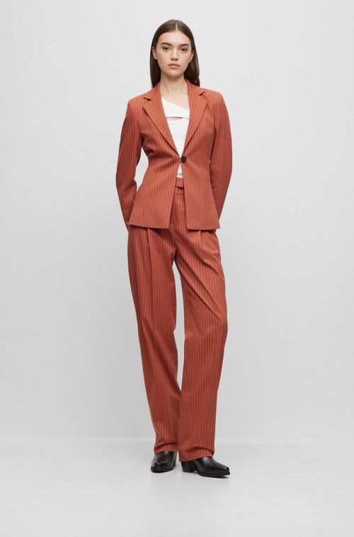 Blazer Regular-Fit Em Tecido Stretch Risca De Giz