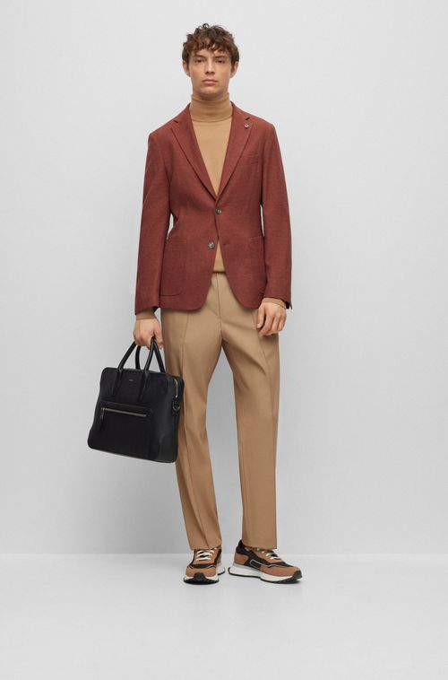 Blazer De Ajuste Fino Com Micro Padrão Em Mistura De Algodão