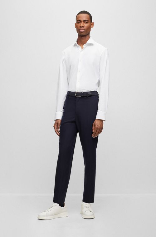 Camisa Branca Regular Fit Em Tecido Stretch Estruturado De Alta Performance