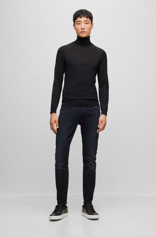 Calças Jeans Slim Fit Em Denim Italiano Azul Super Macio