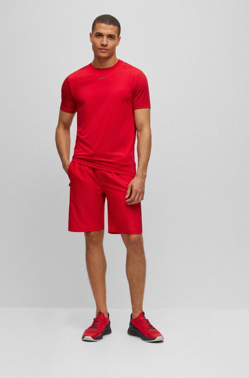 Shorts Vermelho Regular Fit Com Desenho Refletor Decorativo