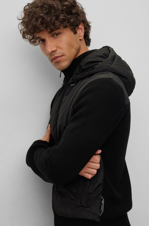 Jaqueta Com Capuz Relaxed Fit Com Painel Frontal Tricotado Porsche X Boss