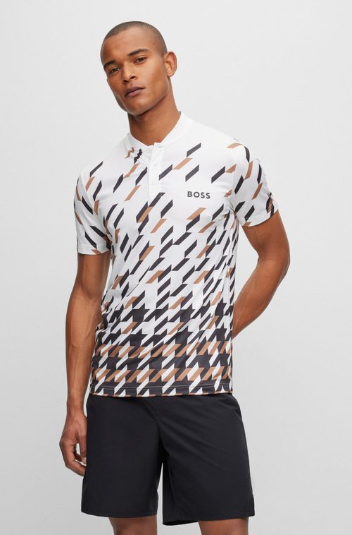 Polo De Ajuste Fino Boss X Matteo Berrettini Com Padrão De Pied-De-Poule
