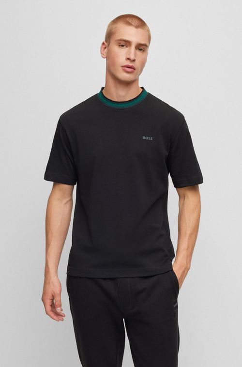 Camiseta Preta Relaxed Fit Em Algodão Com Logo HD