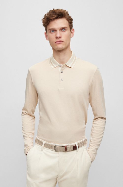 Polo Branca De Manga Comprida Slim Fit