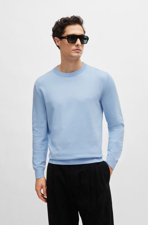 Suéter De Gola Redonda Em Algodão Com Logo Bordado