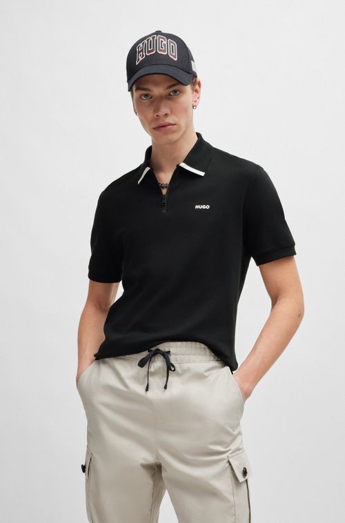 Polo Em Piquê De Algodão Com Logo Contrastante