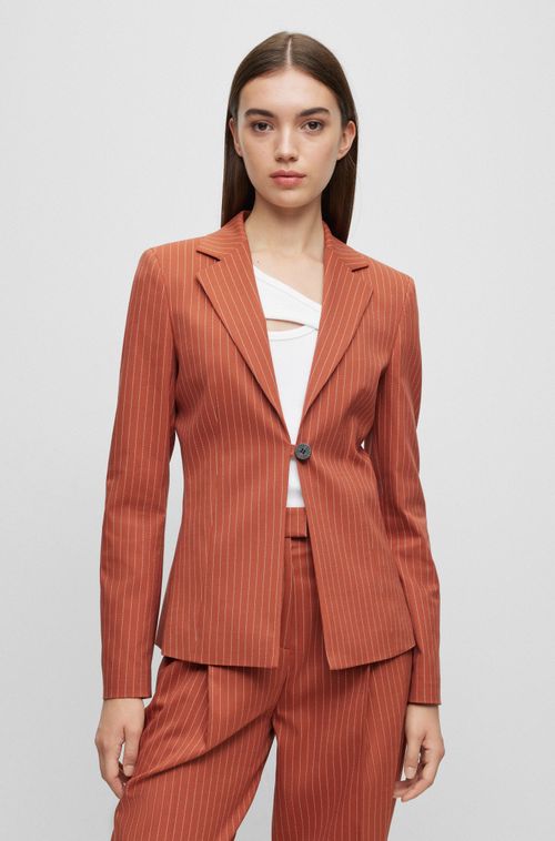 Blazer Regular-Fit Em Tecido Stretch Risca De Giz