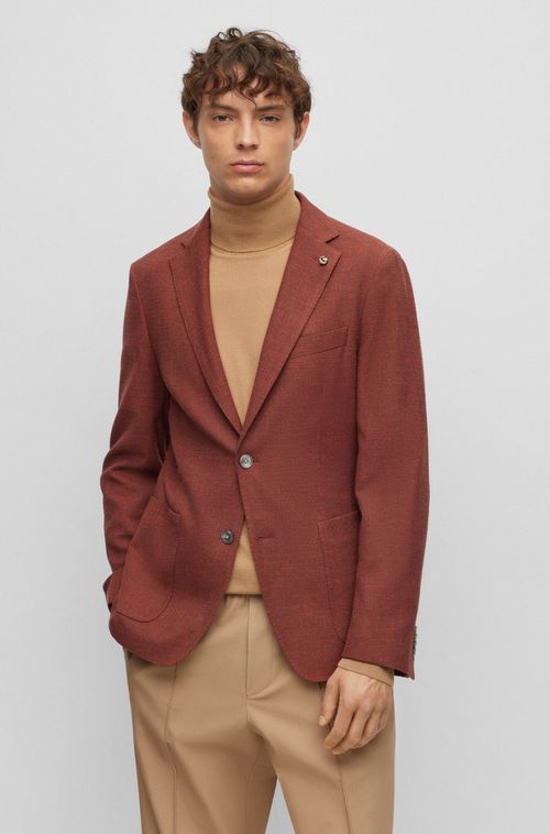 Blazer De Ajuste Fino Com Micro Padrão Em Mistura De Algodão