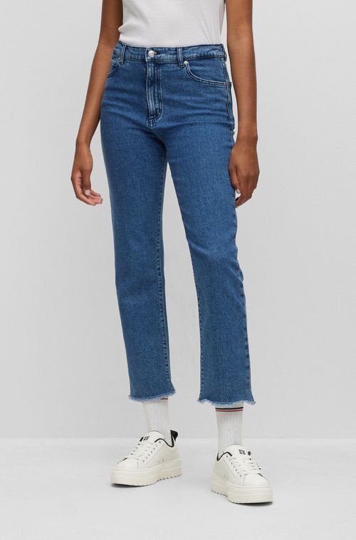 Calças Jeans Regular Fit Em Denim Stretch Azul