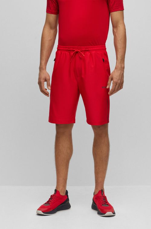 Shorts Vermelho Regular Fit Com Desenho Refletor Decorativo