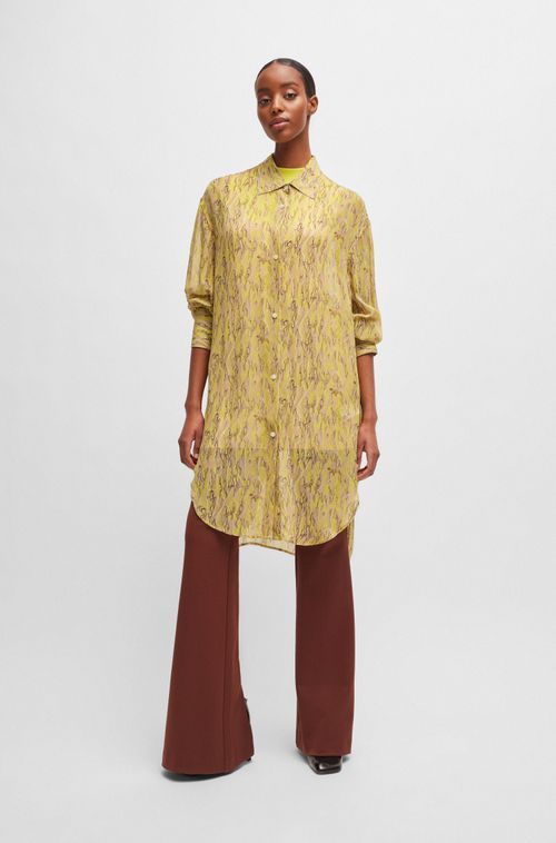 Blusa De Comprimento Longo De Corte Folgado Em Canvas Estampado